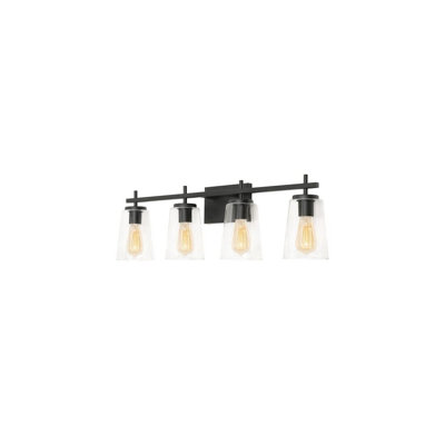 Applique murale Joanna 32 po à 4 lumières, culot moyen, noir et verre transparent (AFX JNNV3309MBBK)