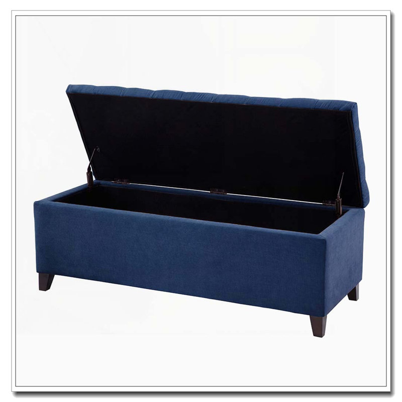 Banc de rangement capitonné avec couvercle à fermeture en douceur, Marine