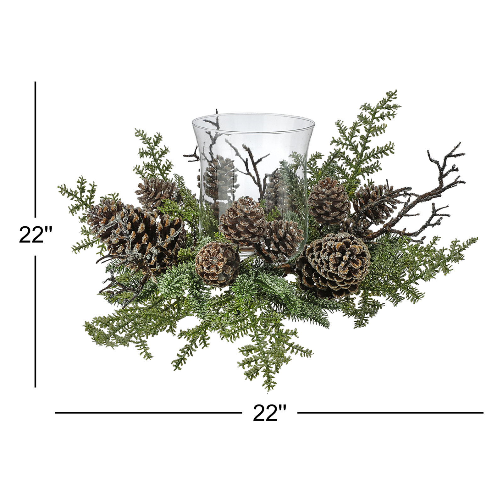 Iced Evergreen Pinecone Hurricane Centerpiece