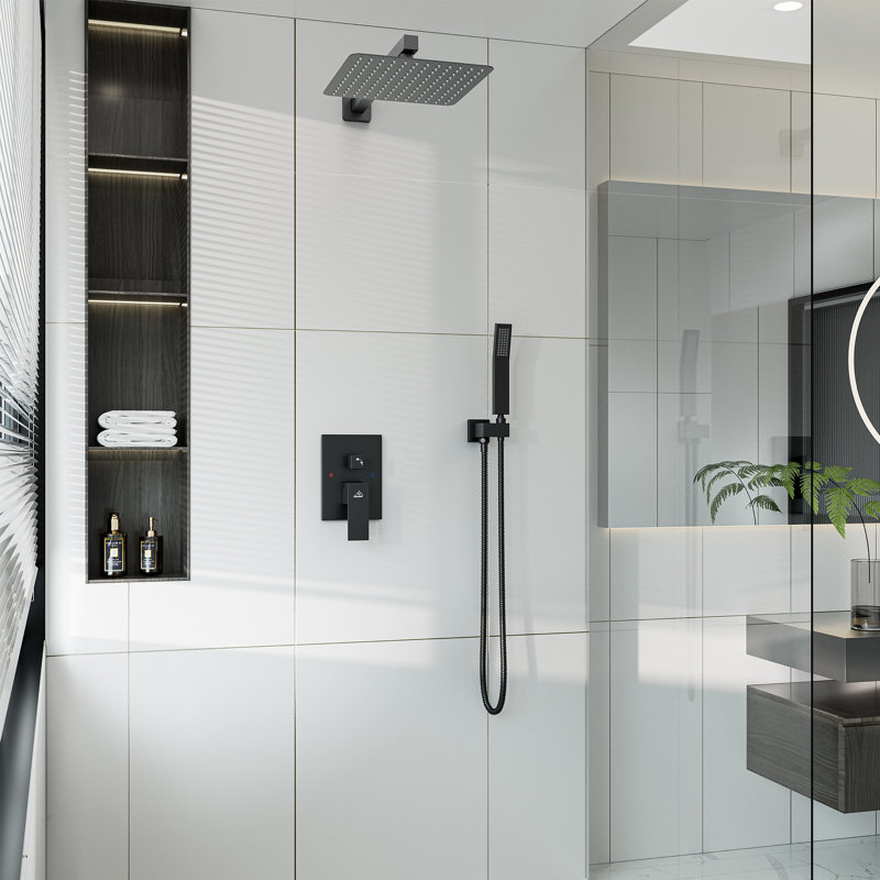 Matte Black Dual Function Square Rain Shower System