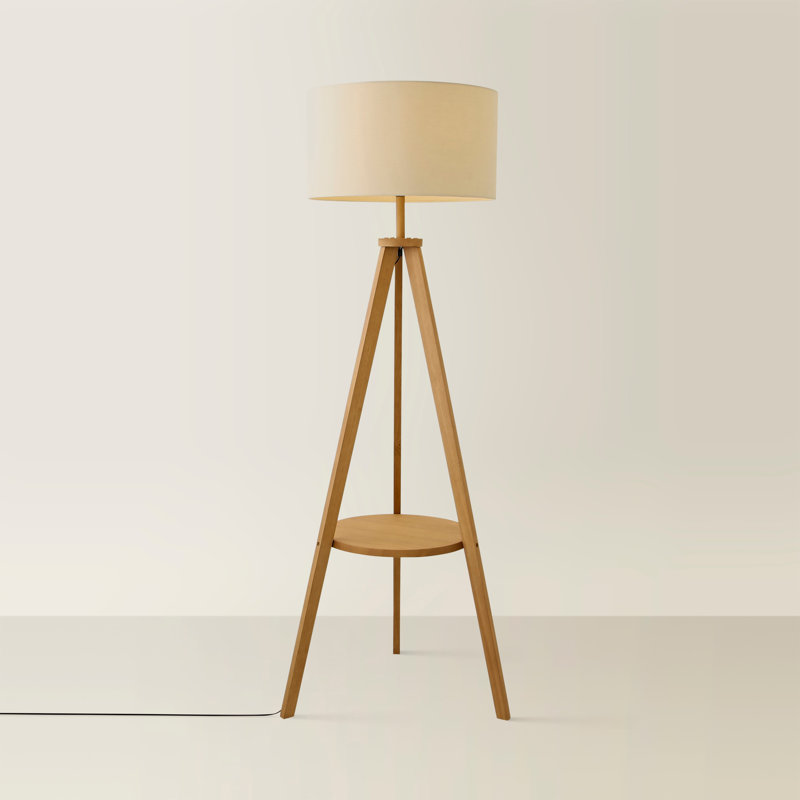 148cm Satin Tripod Floor Lamp, No, Beige