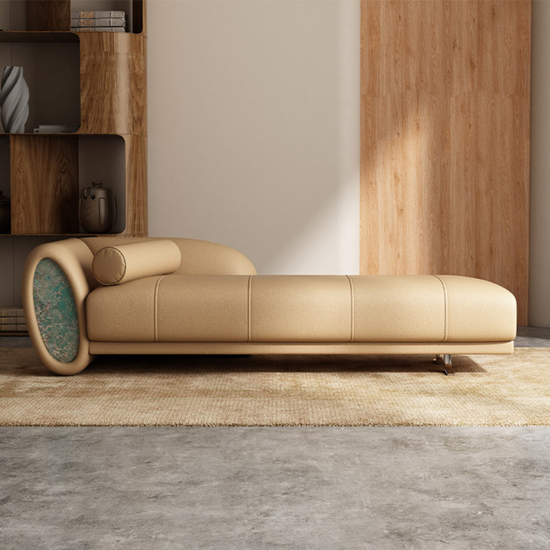 Chaise longue créative, confortable et décontractée, Orienté à gauche (vu de face), Jaune beurre