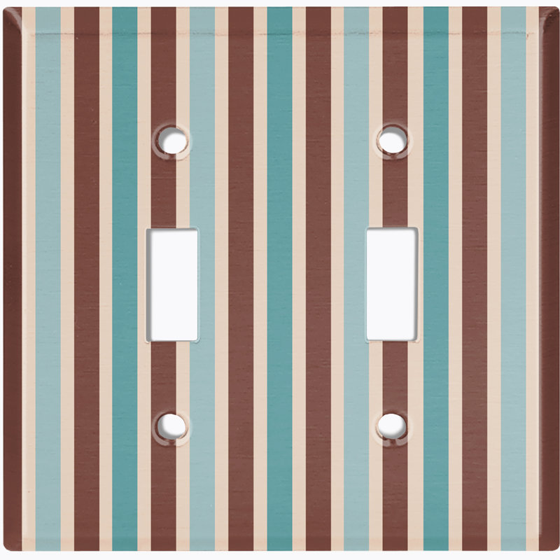 Patterned 2 - Gang Toggle Light Switch Standard Wall Plate, Blue/Brown