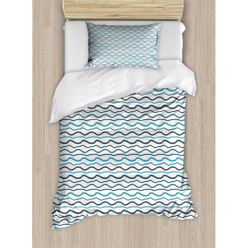 Twin Blue and White Nautical Duvet Cover Set