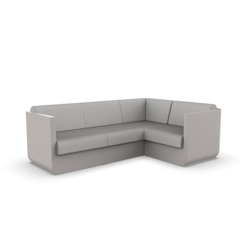 Canapé modulaire d'extérieur en forme de U de 94 po avec coussins Ulm, Taupe nautique, Noir