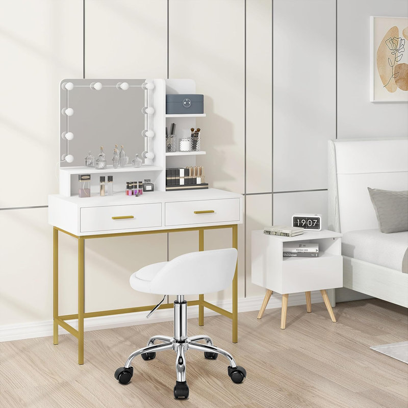 Meliani Backed Adjustable Height Lab Stool, White