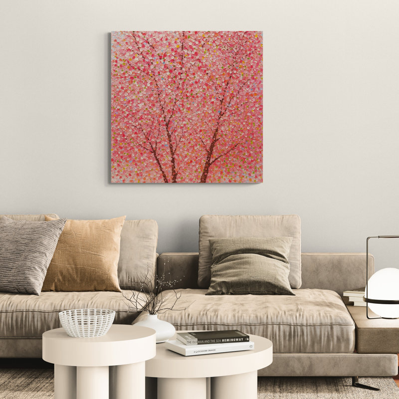 Pink Blossom Wall Art - Canvas Framed Print, 51 cm H x 51 cm W