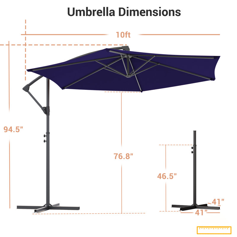 Parasol circulaire de 10 pi, protection UV UPF 50+, manivelle et inclinaison, imperméable pour la cour arrière / le jardin / la piscine