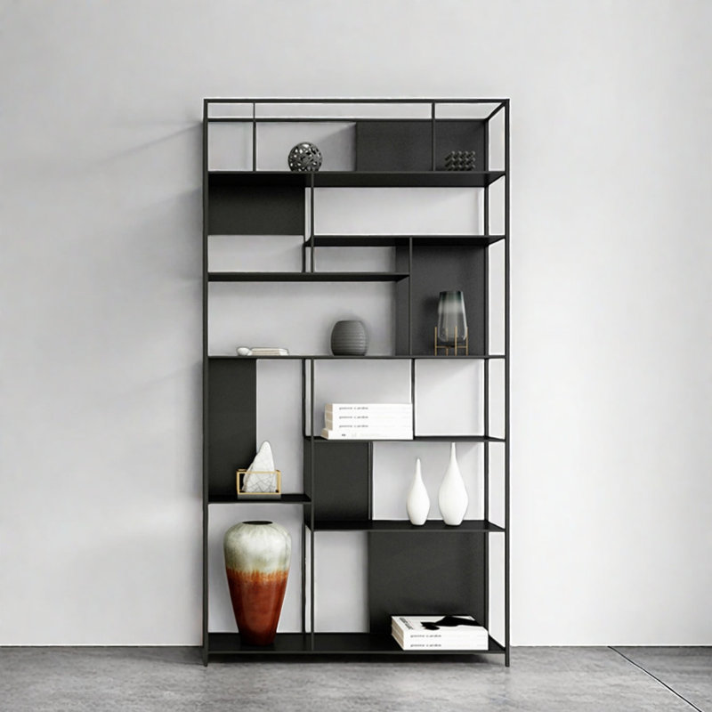 Bibliothèque simple, élégante et stylée, (8 tablettes) H 78,7 po x l 35,4 po x P 9,8 po, Noir