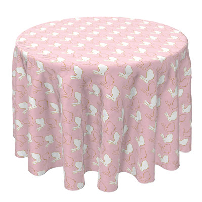 Round Floral Cotton Twill Tablecloth