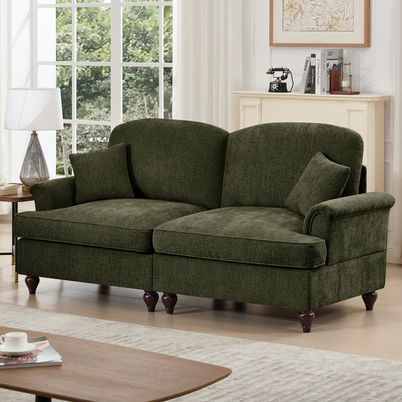 Canapé bleu à quatre places, H 36,6 po x l 76,4 po x P 32,8 po, Non, Vert