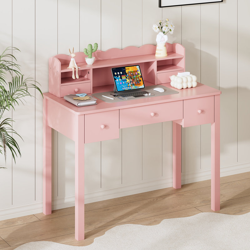 Bureau avec rehausse Aleysia, Rose