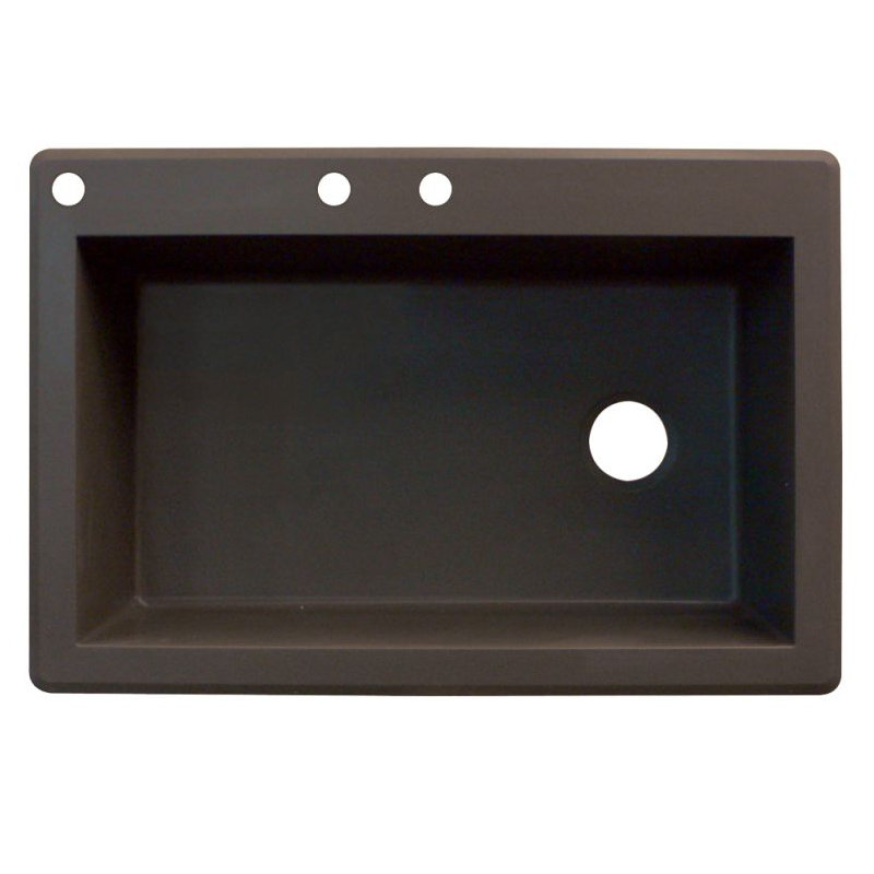 Radius 33'' L Single Bowl Granite Kitchen Sink, Espresso, 3 hole