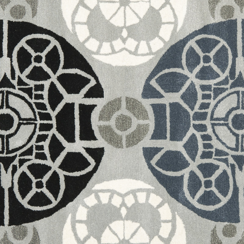 Tapis bleu / gris / noir en laine / viscose touffeté à la main Eaton Wyndham, Rectangulaire 3 pi x 5 pi