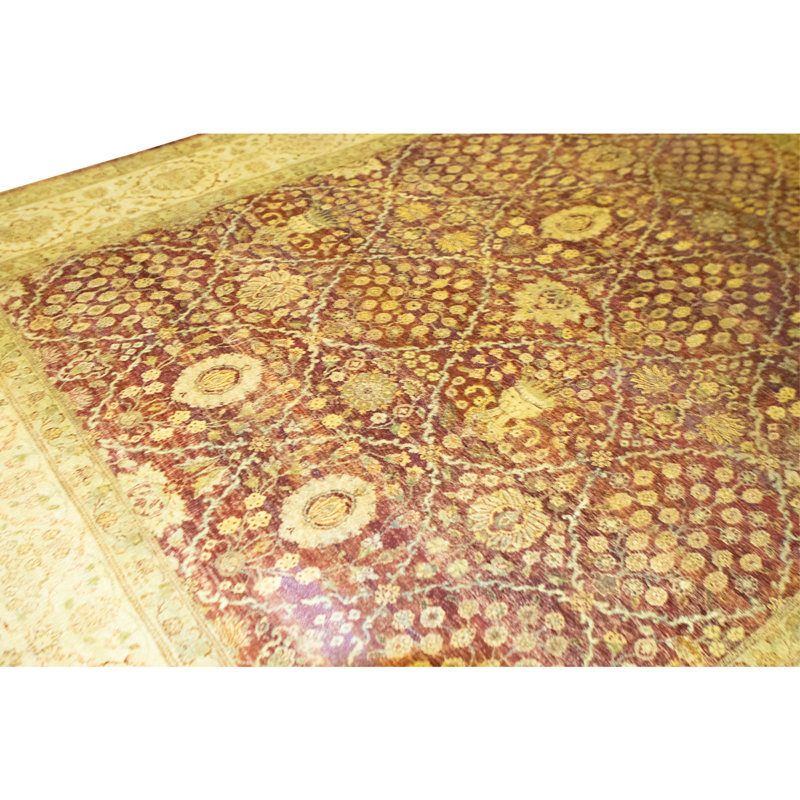 High-Quality Hand-Knotted Red And Cream Area Rug