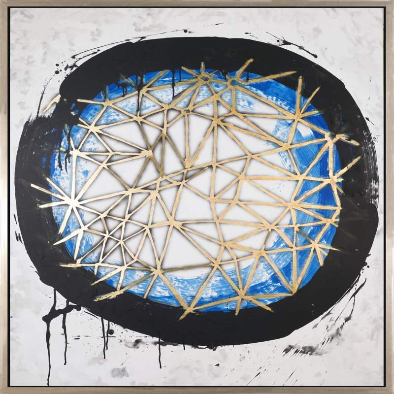 Cyan Enso Painting, 48" H x 48" W