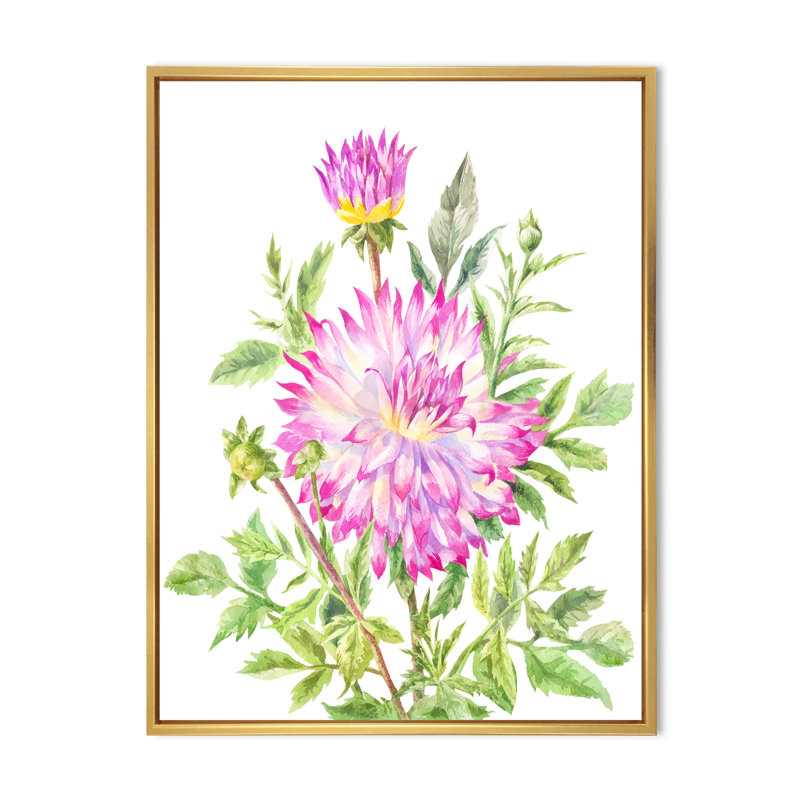Grande fleur de dahlia rose - reproduction d'art sur toile traditionnelle, H 36 po x l 24 po x P 1,5 po