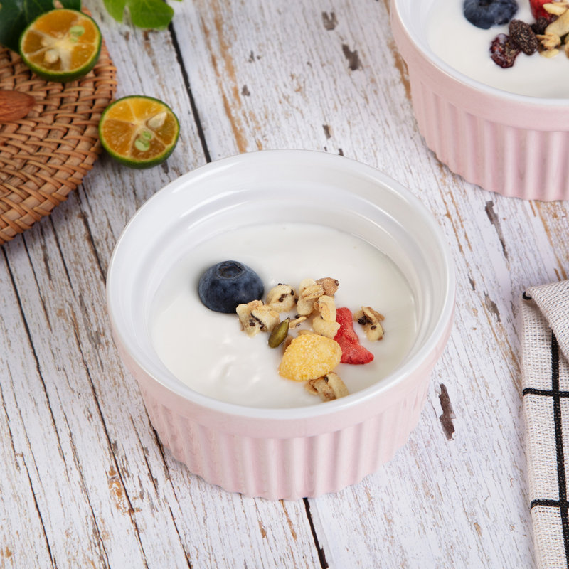 Ensemble de plats de cuisson ramequins en céramique 8 pièces Sangdo, Rose