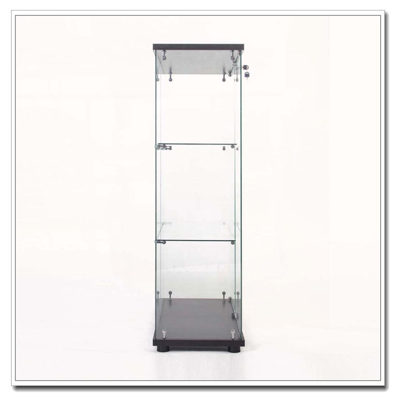 Armoire en verre à une porte avec 3 tablettes, H 49,3 po x l 16,7 po x P 14,3 po, Noir