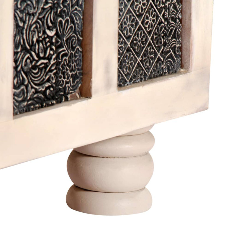 Storage Box White 43.3" x 15.7" x 17.7" Solid Acacia Wood