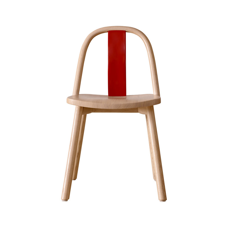 Chin-Chin Solid Wood Dining Chair, Chinese Red/Oak Nature