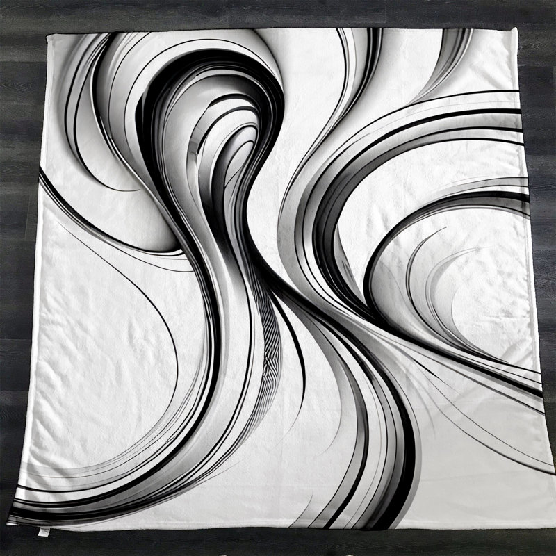 Throw Blanket, 68" W x 80" L, Marble/Abstract, Gray/Black/White