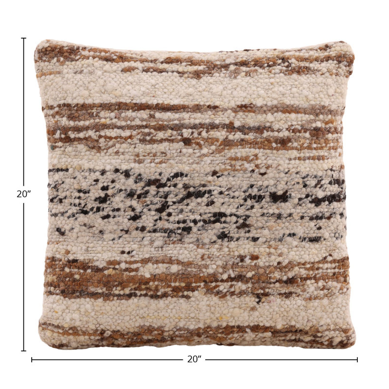 Wanda Jute Pillow, Finished Brown - 20x20, Square 20"