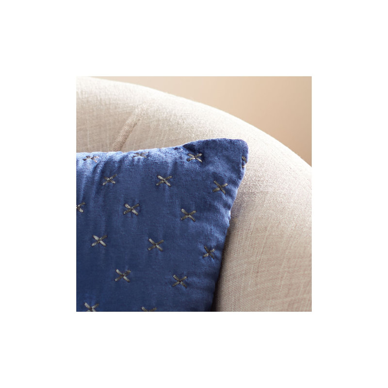 Royal Blue Rectangular Embroidered Decorative Pillow