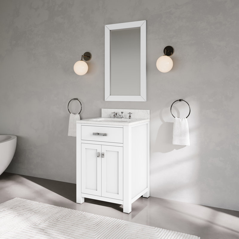Ensemble de meuble-lavabo simple 24 po Minnetrista, Blanc pur, Chrome chrome
