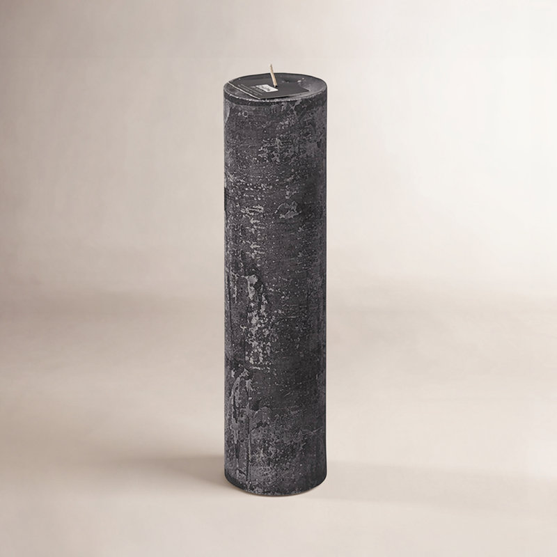 Unscented Pillar Candle, Black, 9.85" H x 2.75" W x 2.75" D