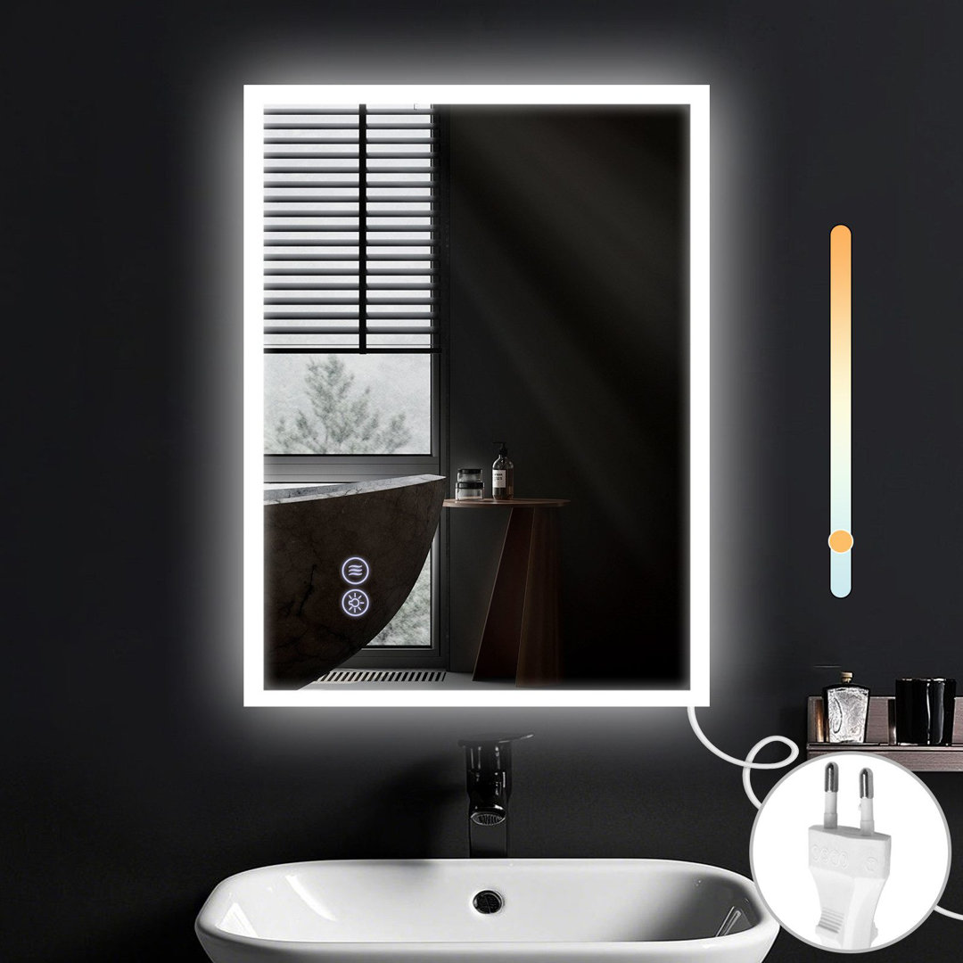 Bathroom mirror round touch with lighting dimmable 3000K-6500K wall mirror