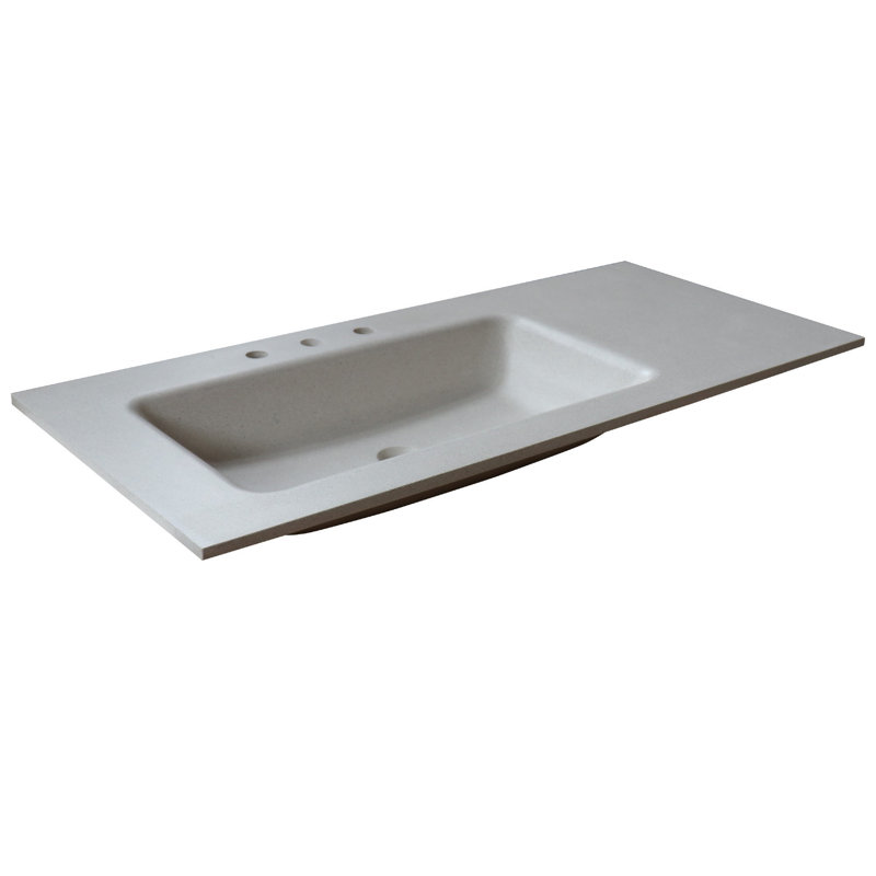 49'' Sandy White Concrete Single Bathroom Vanity Top with Integral Sink
