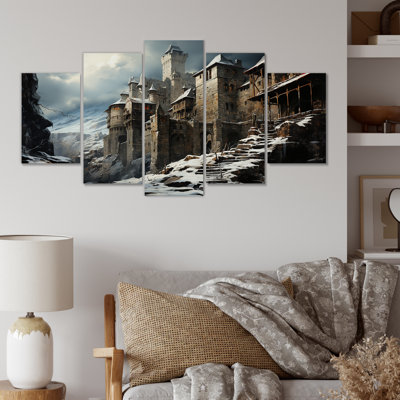 «Mediaval Castle In Winter Charm IV - Castles Multipanel», ensemble d'art mural