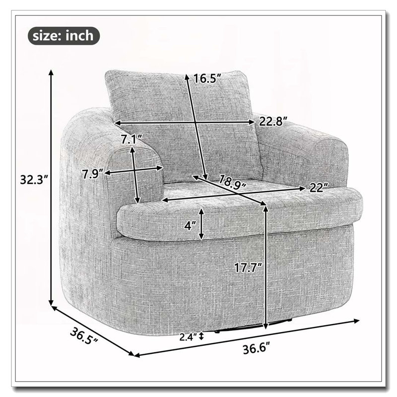 Fauteuil d'appoint demi-tonneau pivotant à 360 ° 360,6 po, Vert