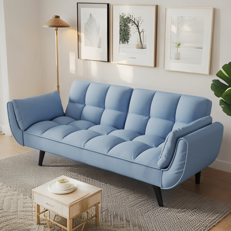 Canapé-lit avec causeuse, 3 positions réglables pour les petits espaces, Bleu