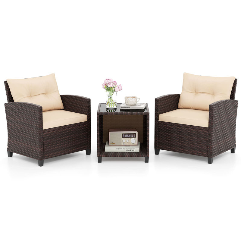 Wicker 2 - Person Garden Lounge Set with Cushions