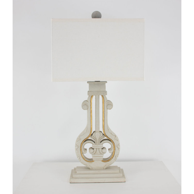 Bruno Table Lamp, Soft Light Veranda Gray/Gold Leaf, Natural Off White