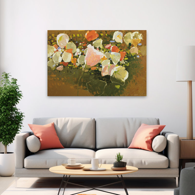 Blooms floral - rétro-éclairé en tabac, H 24 po x l 36 po