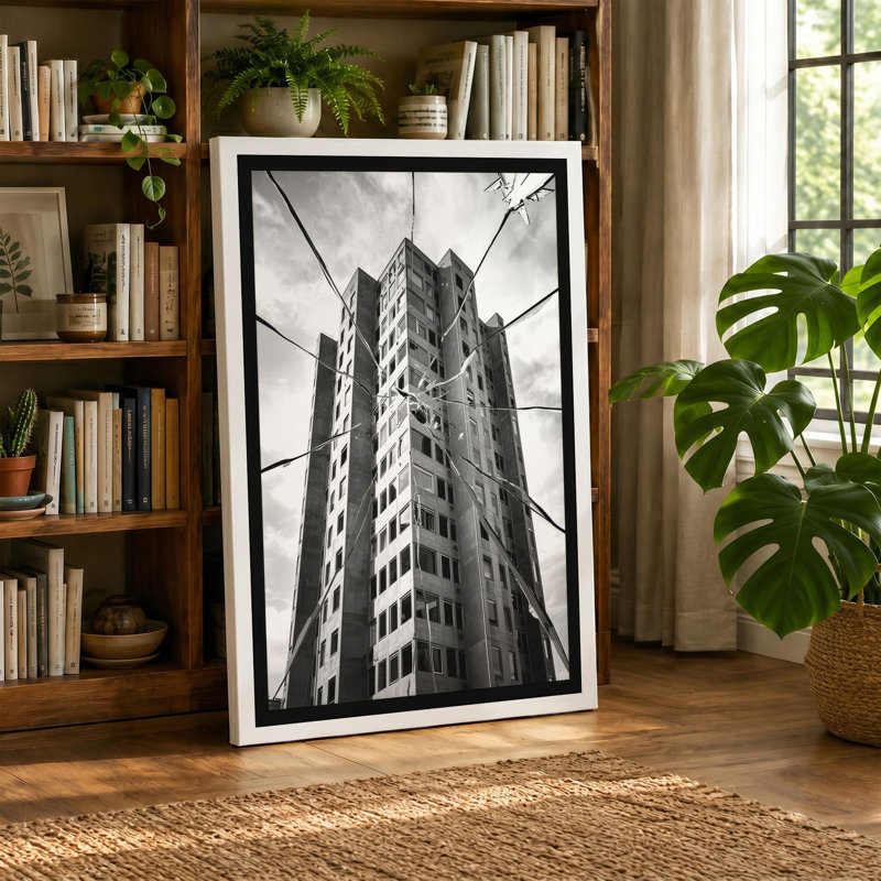 Vertical Lines Industrial - Wrapped Canvas, 18x12 - 45.7 x 30.5 cm, Black Border