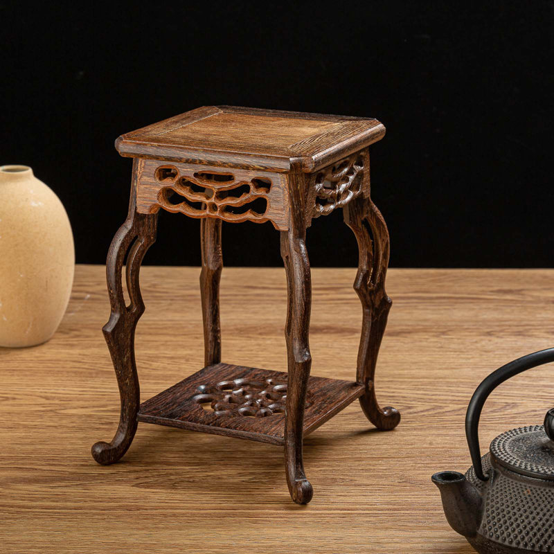Chanade Solid Wood Plant Stand 2 Tier, 6" H x 4" L x 4" D