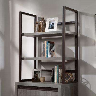 Contemporary Office In Brown Color, Metal Frame, Two Open Shelves, Simple Assembly Process Finish With Impact - Banding, Shelves For Organization, Com