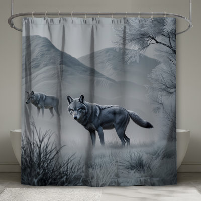 Gray Wolves In Winter Shower Curtains Extra Long