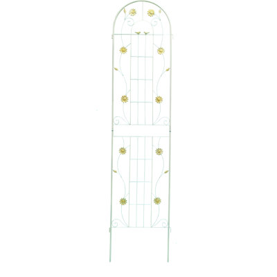 Treillis en métal blanc crème 220 x 50 cm, antirouille - Idéal pour les concombres, les plantes grimpantes d'extérieur et les supports à fleurs. Montage facile. Lot de 4 treillis de jardin.