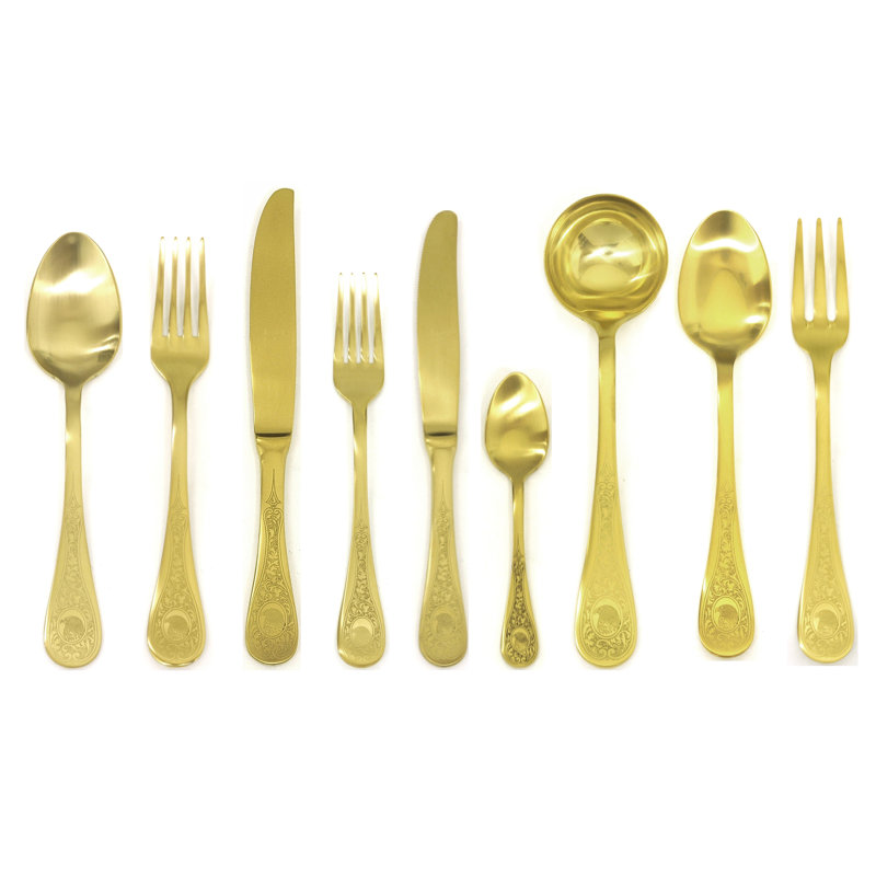 Flatware Set - 39 Pieces - Gold, Ice Gold