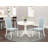 3 Piece Dining Table Set Contains a Round Dining Room Table with Pedestal and 2 Baby Blue Linen Fabric Upholstered Chairs, Linen White-1173601164-1173601163-1173601162