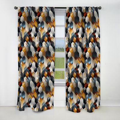 Grey Hexagons Dreams I - Abstract Curtain - Blackout Geometric Shapes Curtain - 1 Panels