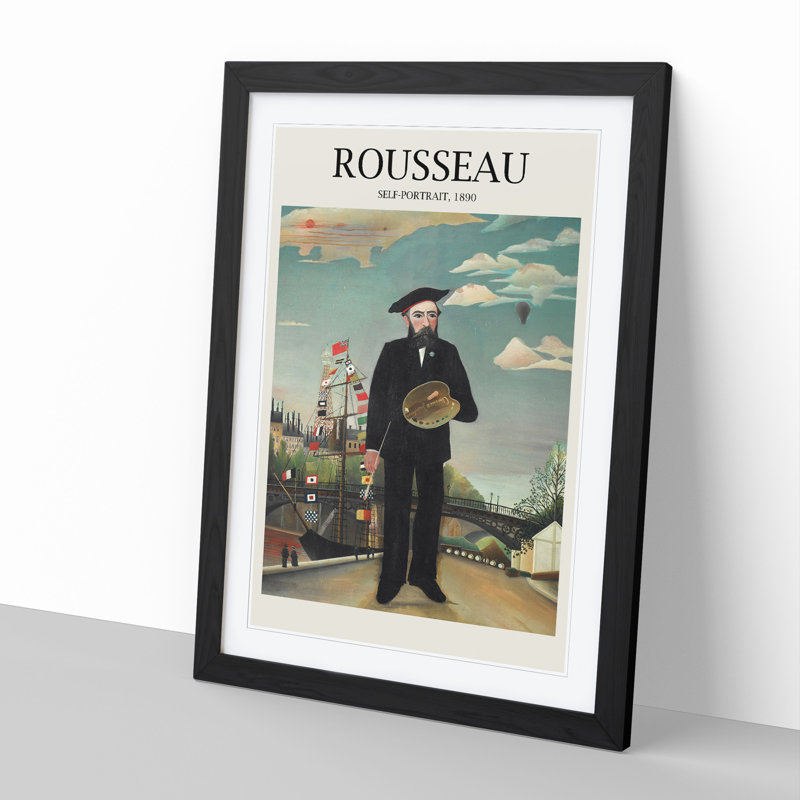 Self Portrait by Henri Rousseau - Picture Frame Painting, Black, 48cm H x 36cm W x 2cm D