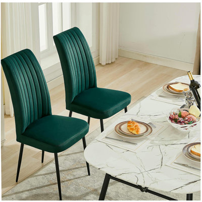 Chaise de salle à manger réglable en velours vert