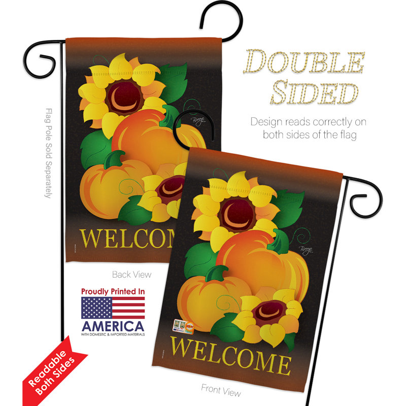 Bienvenue potiron 2 faces polyester 18,5 x 13 po Ensemble de drapeaux