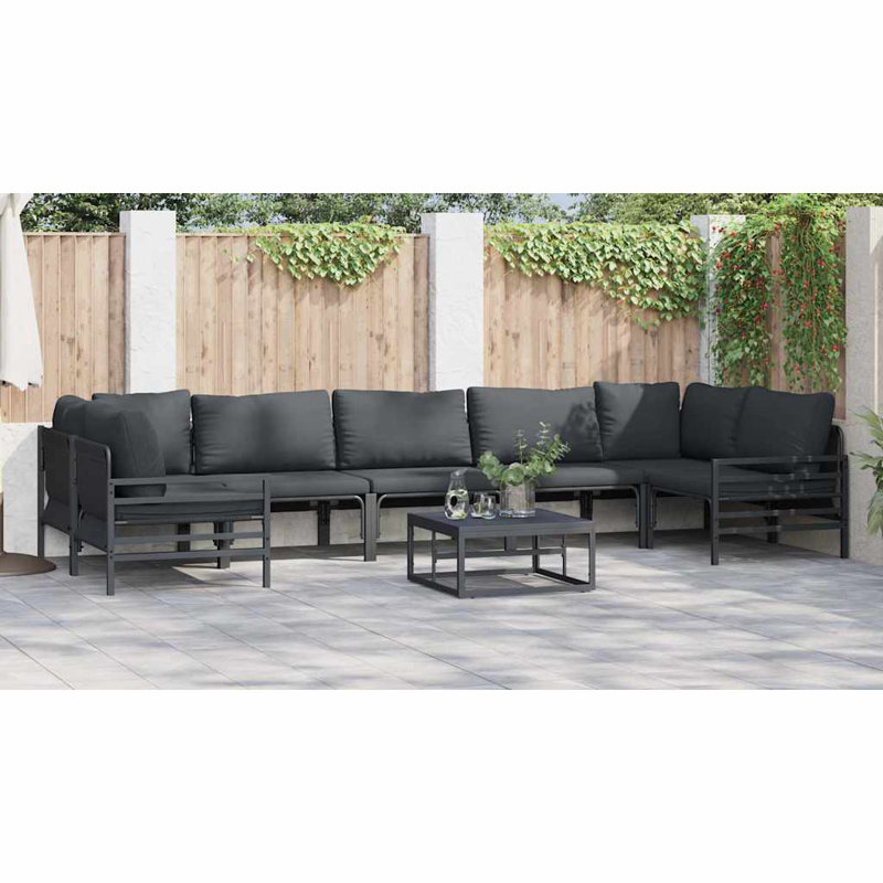 vidaXL Garden Sofa Set with Cushion Steel Outdoor Seating Patio Lounge